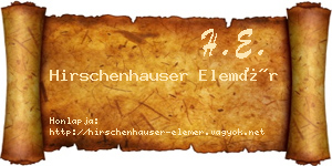 Hirschenhauser Elemér névjegykártya